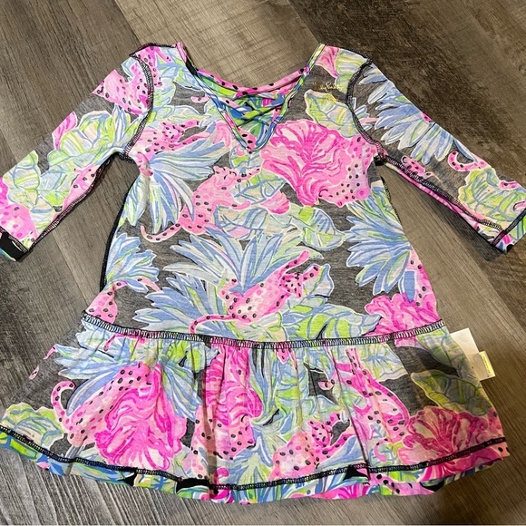 Lilly Pulitzer Girls Jena Dress in Onyx Jaguar Jungle size XS 2/3 - Picture 3 of 6